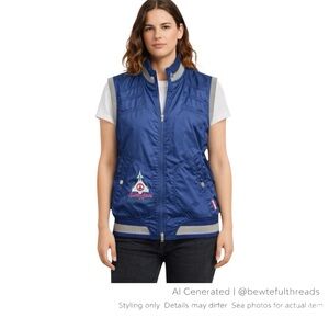 Love Moschino Italian Designer Y2K Navy Nylon Ski Vest Oversized XL